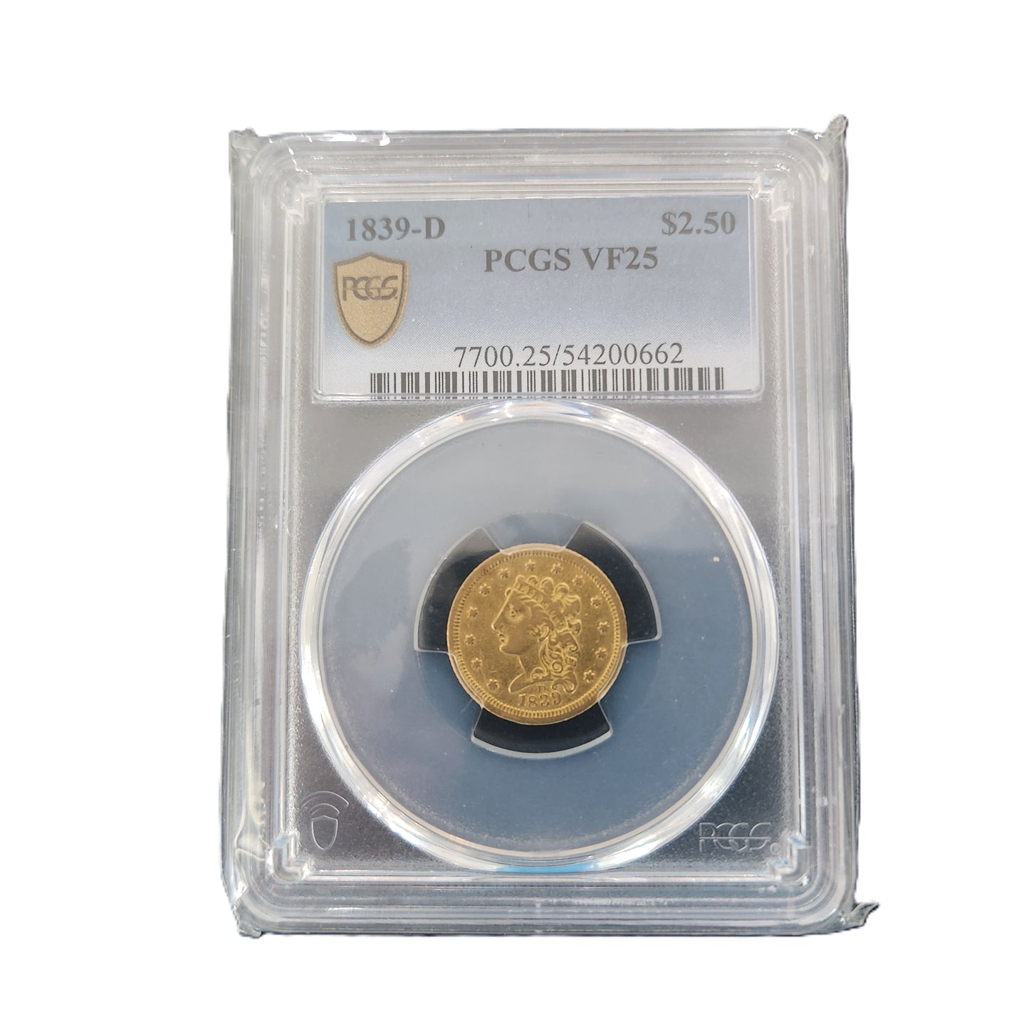 1839D PCGS VF25 $2.50 GOLD QUARTER EAGLE