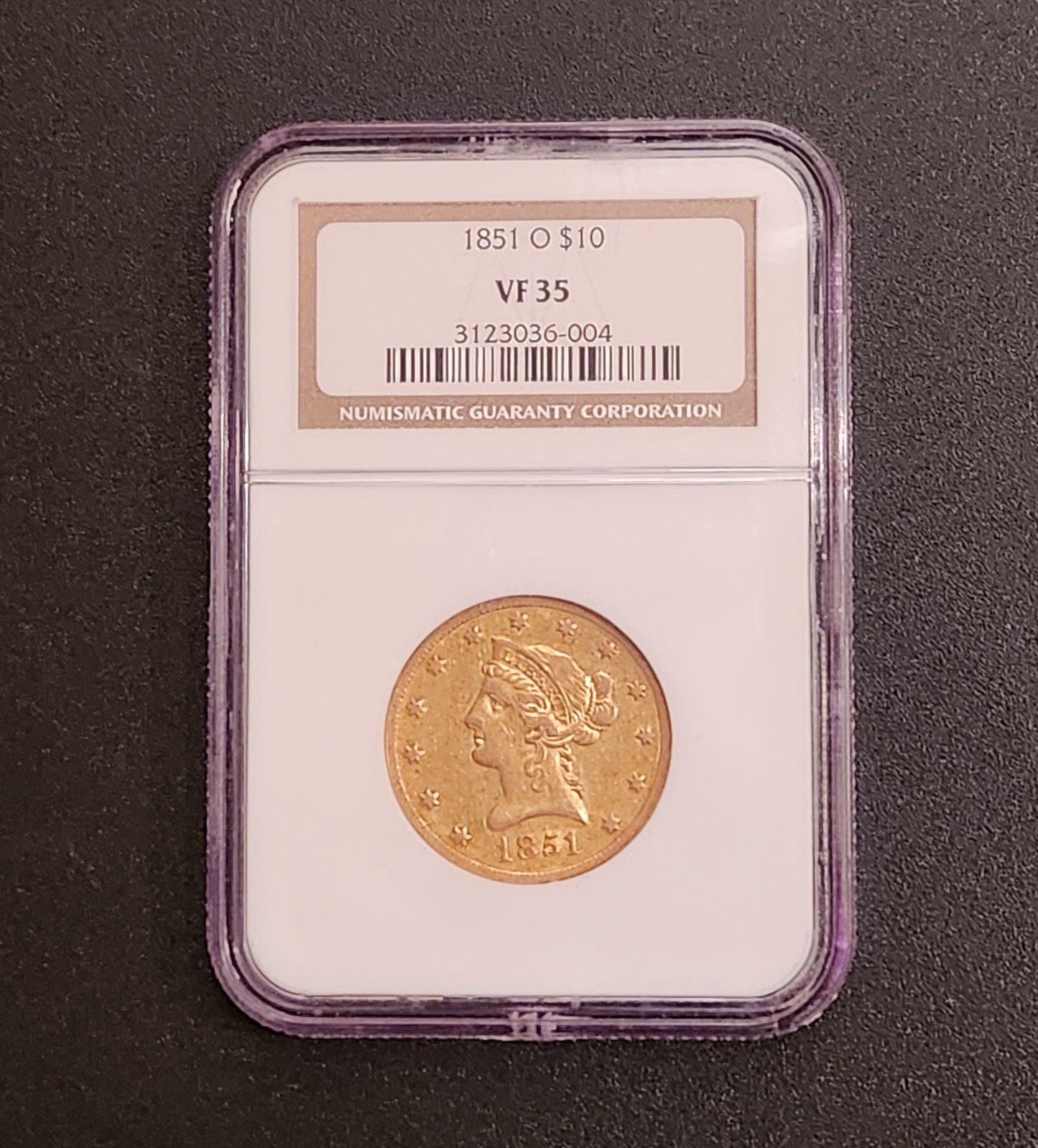 1851 O VF35 $10 Liberty