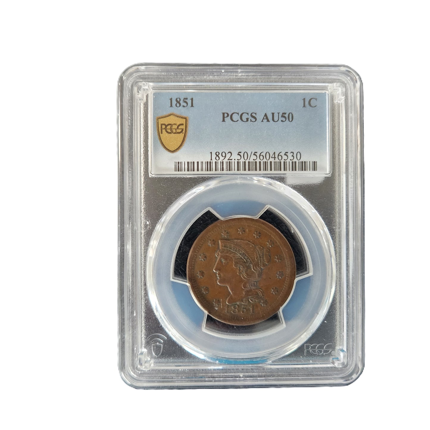 1851 LARGE CENT PCGS AU50