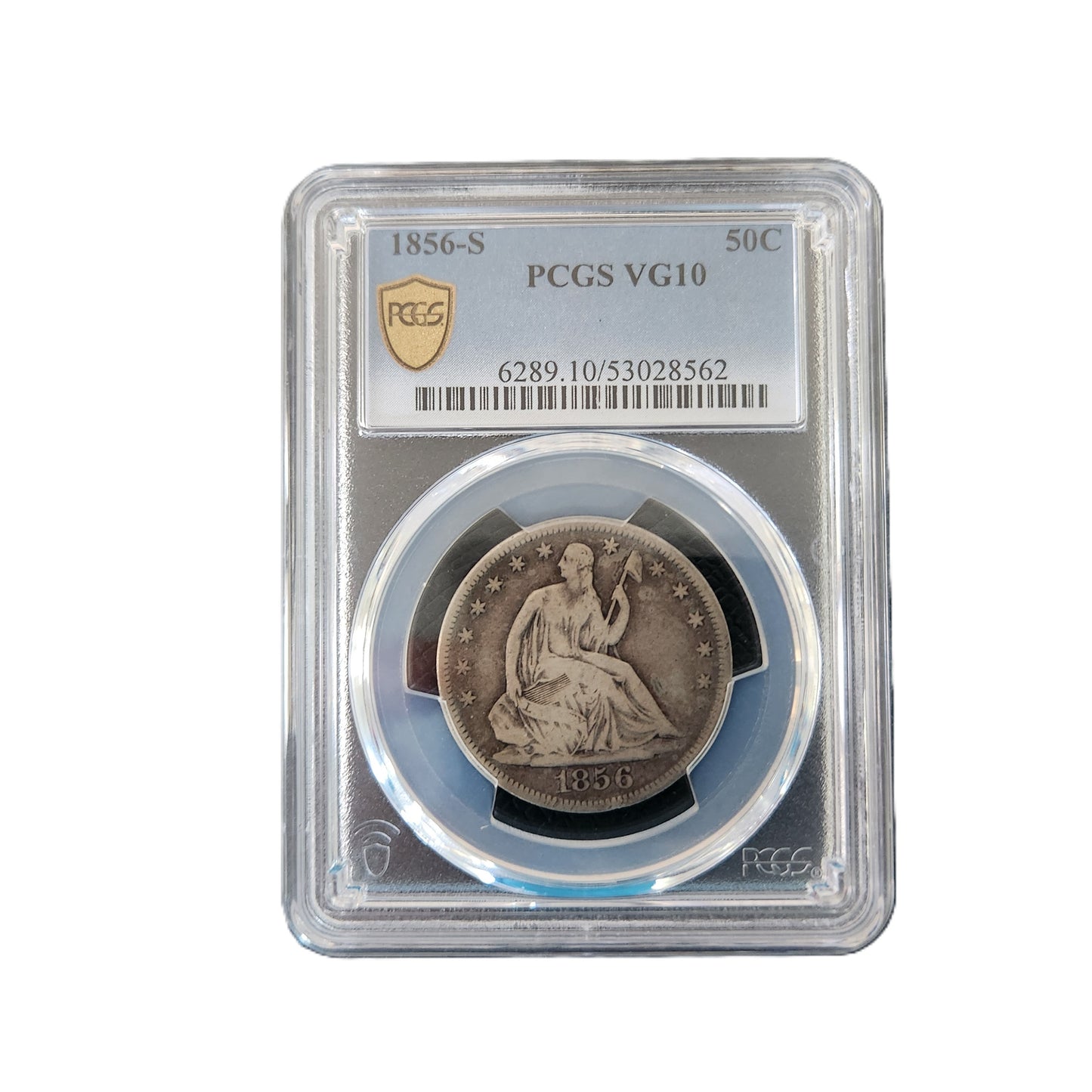 1856-S SEATED HALF DOLLAR PCGS VG10