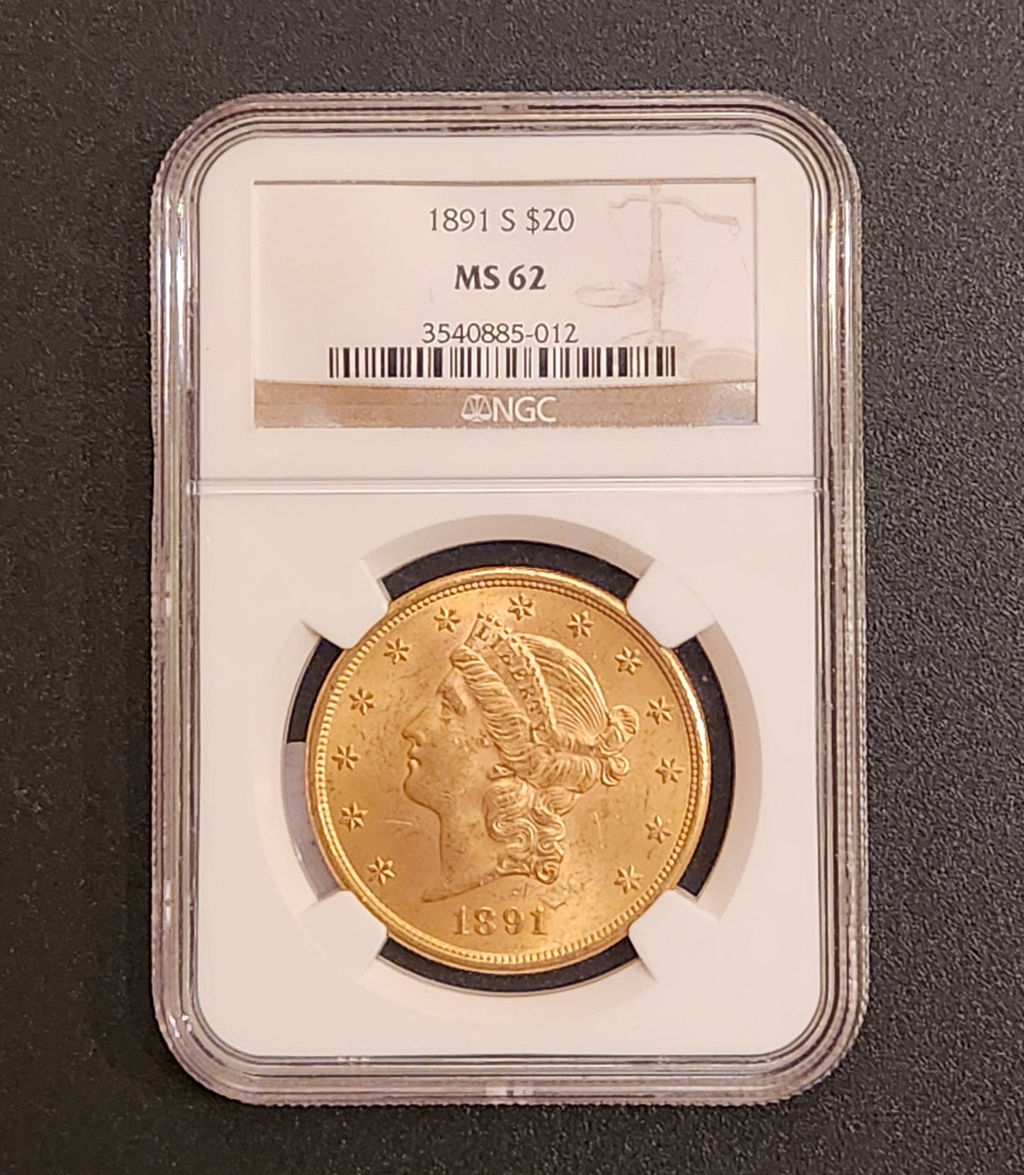 1891S NGC MS62 $20 Gold Liberty