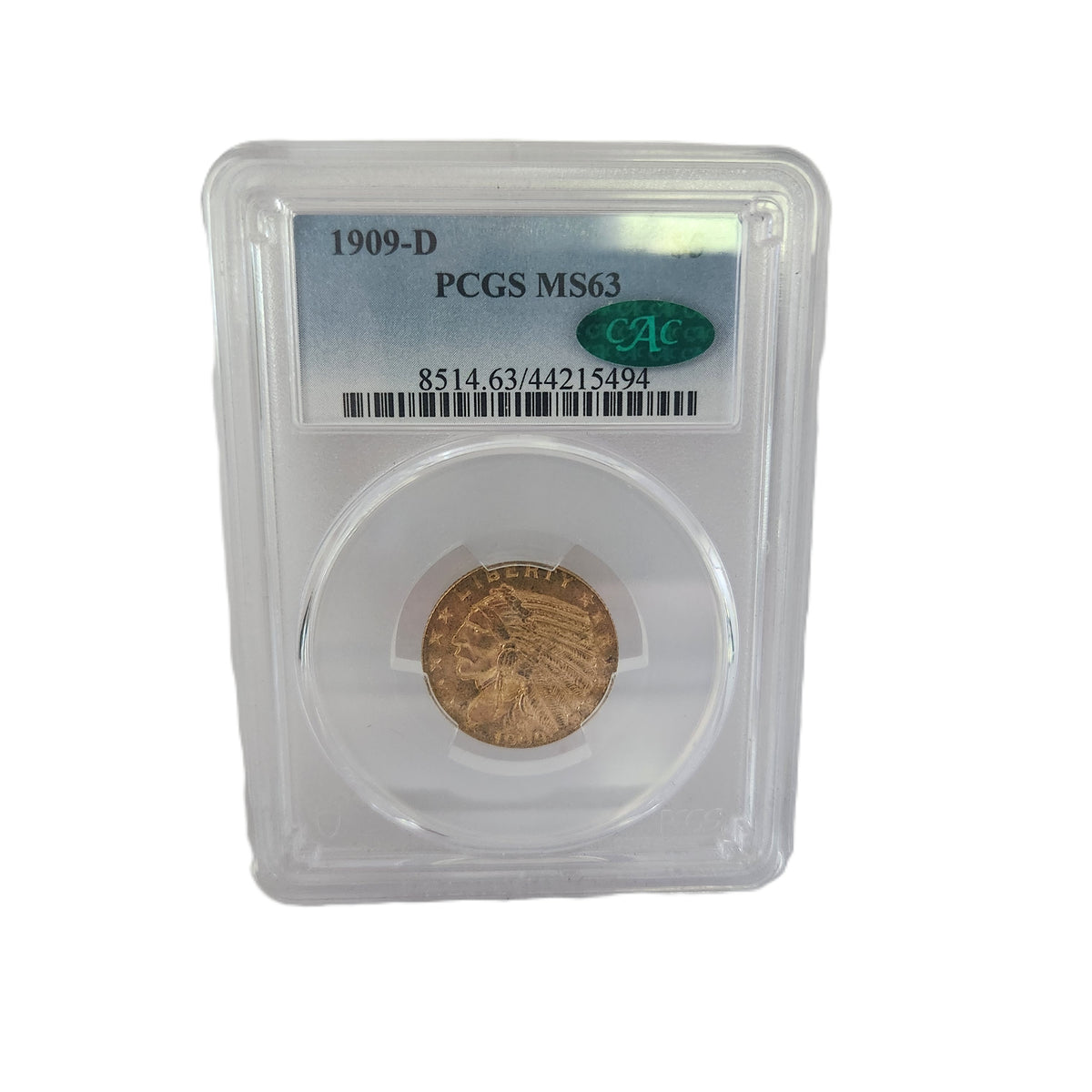 1909D PCGS MS63 CAC $5 GOLD INDIAN