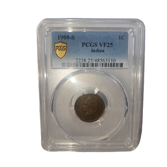 1909S PCGS VF25 INDIAN HEAD PENNY