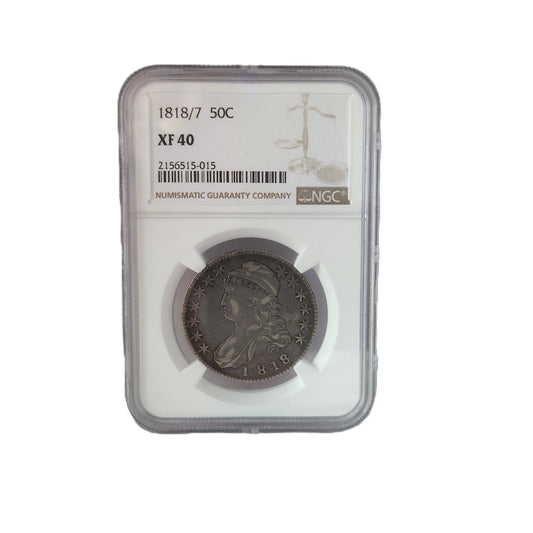 1818/7 NGC XF40 CAPPED BUST HALF DOLLAR