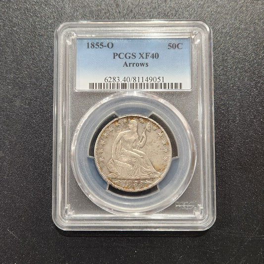 1855-O PCGS XF40 Seated Liberty Half Dollar With Arrows