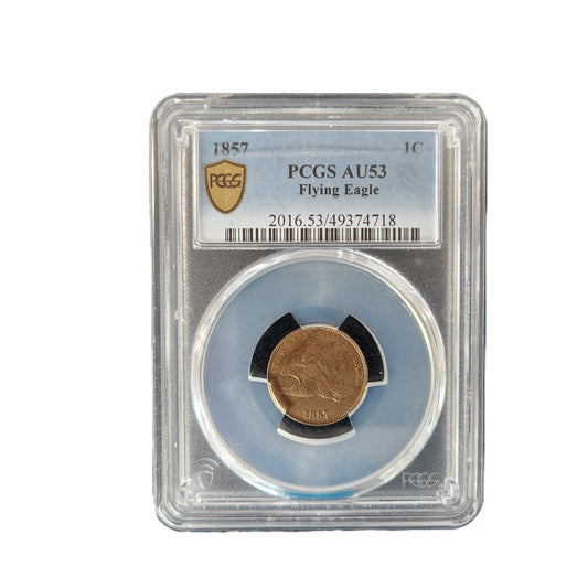 1857 FLYING EAGLE PENNY PCGS AU53