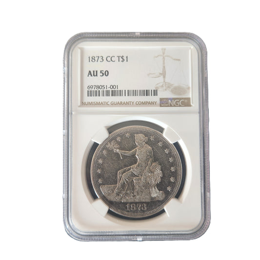 1873CC NGC AU50 TRADE DOLLAR
