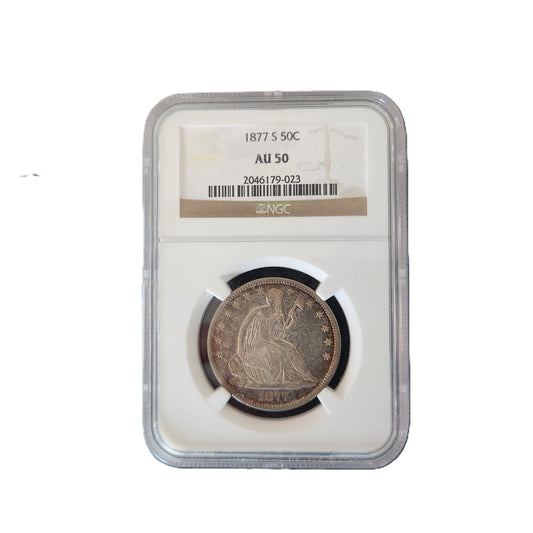1877-S LIBERTY SEATED HALF DOLLAR NGC AU50