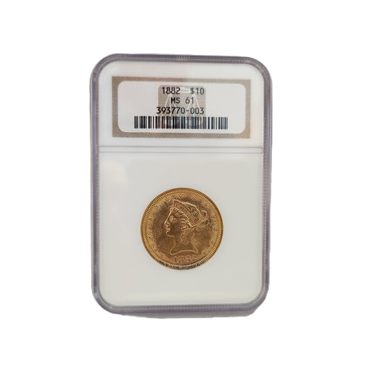 1882 NGC MS61 $10 GOLD LIBERTY