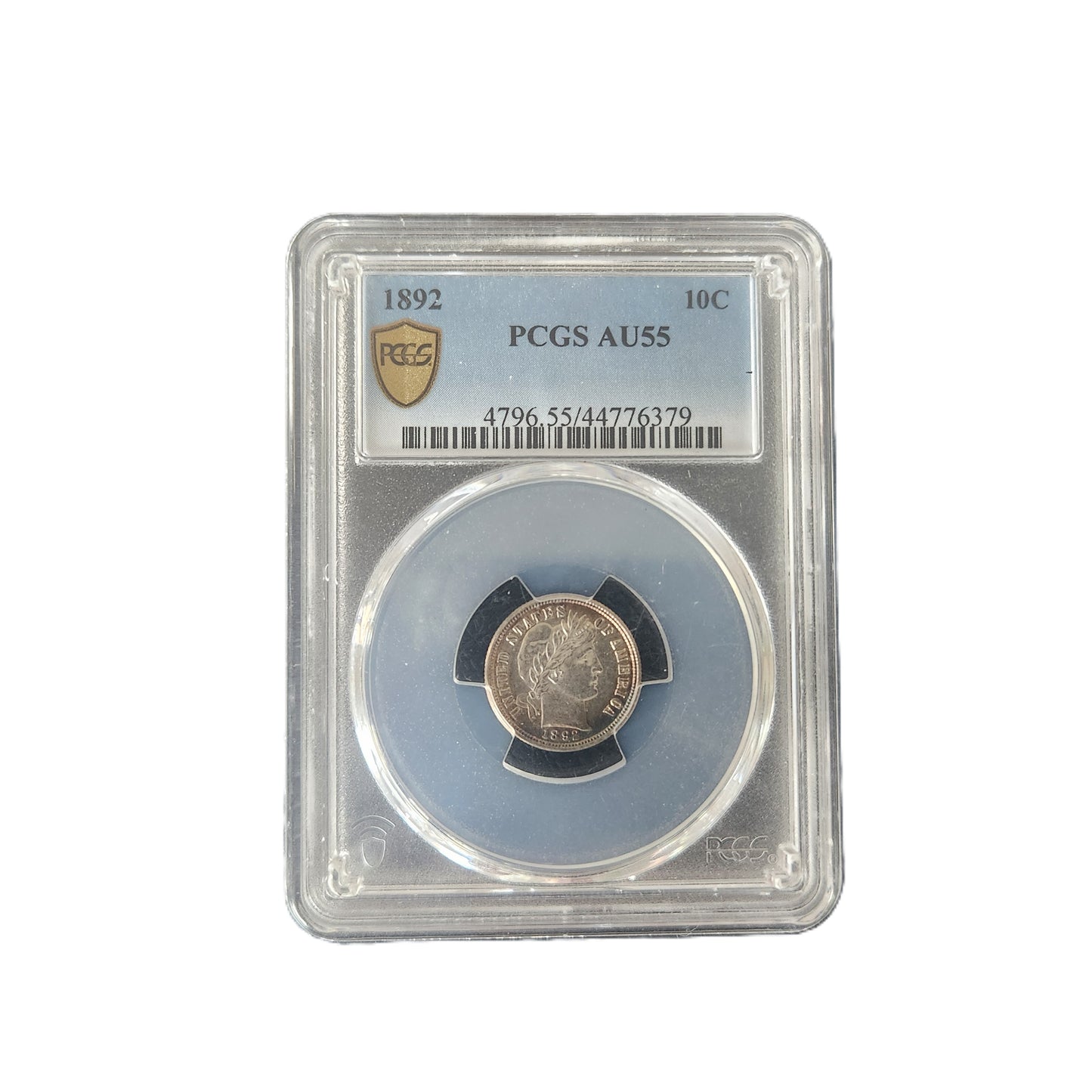 1892 BARBER DIME PCGS AU55
