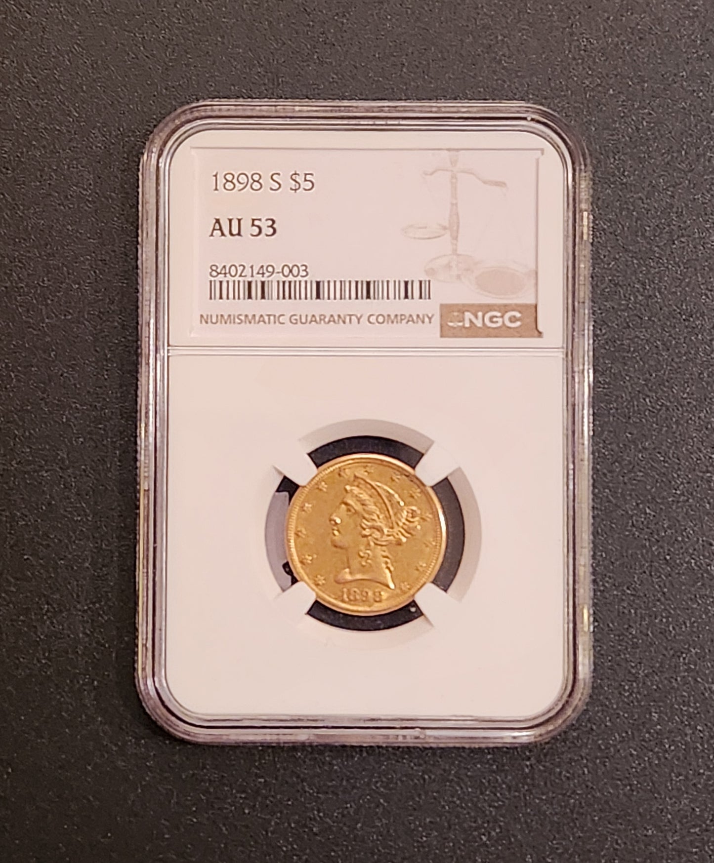 1898S NGC AU53 $5 Gold Liberty Head