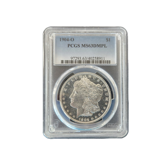 1904-O MORGAN SILVER DOLLAR PCGS MS63DMPL