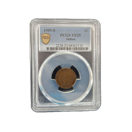 1909-S INDIAN HEAD PENNY PCGS VF25