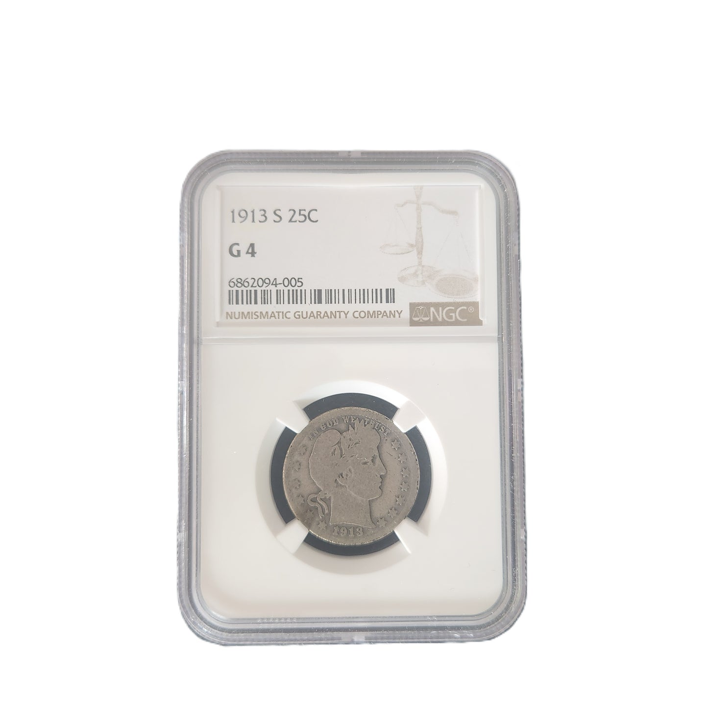 1913-S BARBER QUARTER NGC G4