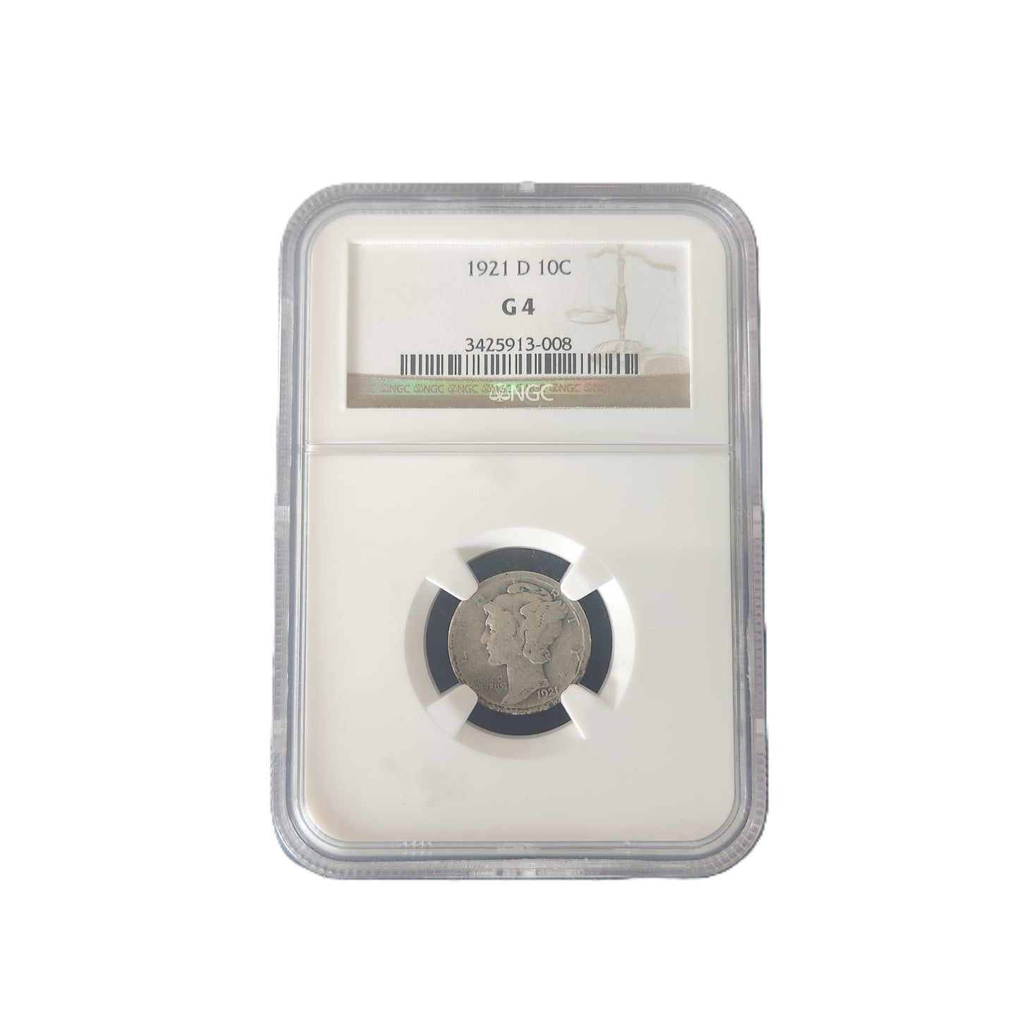1921-D MERCURY DIME NGC G4