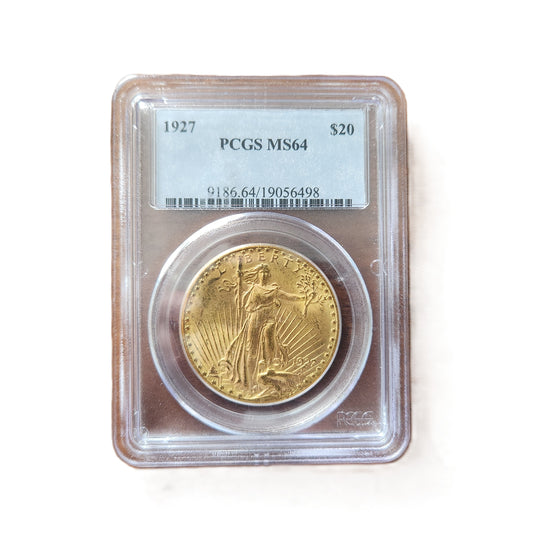 1927 St. GAUDENS $20 GOLD DOUBLE EAGLE PCGS MS64