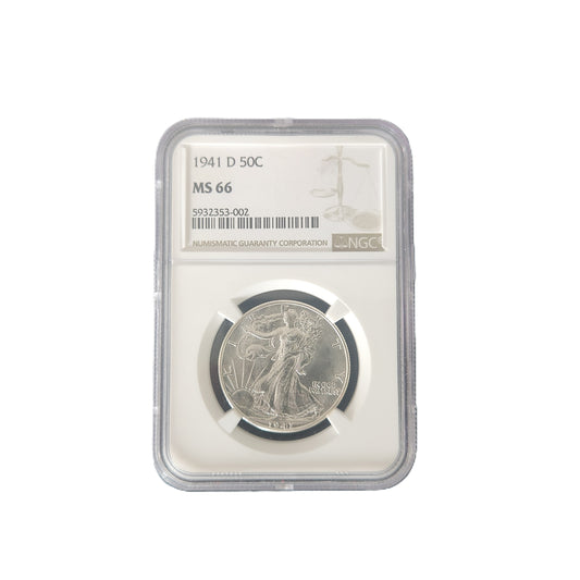 1941-D WALKING LIBERTY HALF DOLLAR NGC MS66