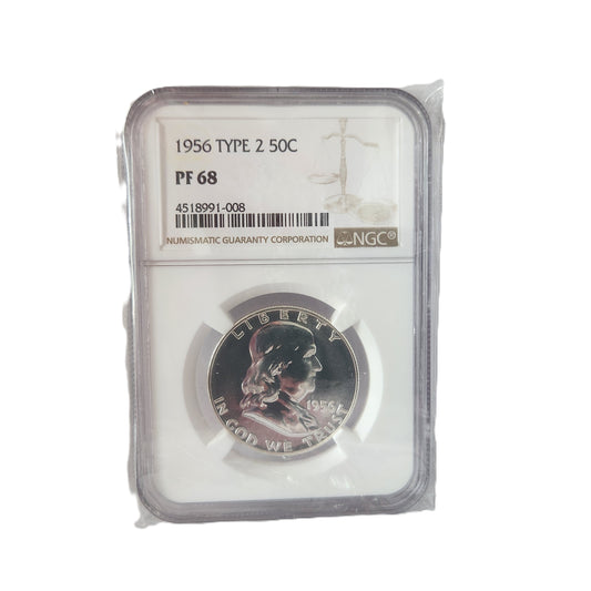 1956 NGC PF68 BEN FRANKLIN HALF DOLLAR