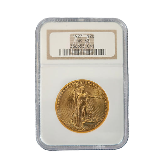 1927 NGC MS62 St. GAUDENS $20 GOLD