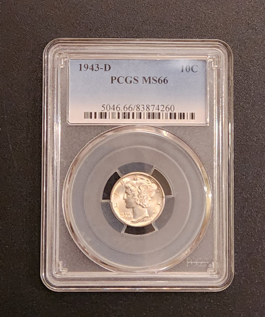 1943D PCGS MS66 Mercury Dime