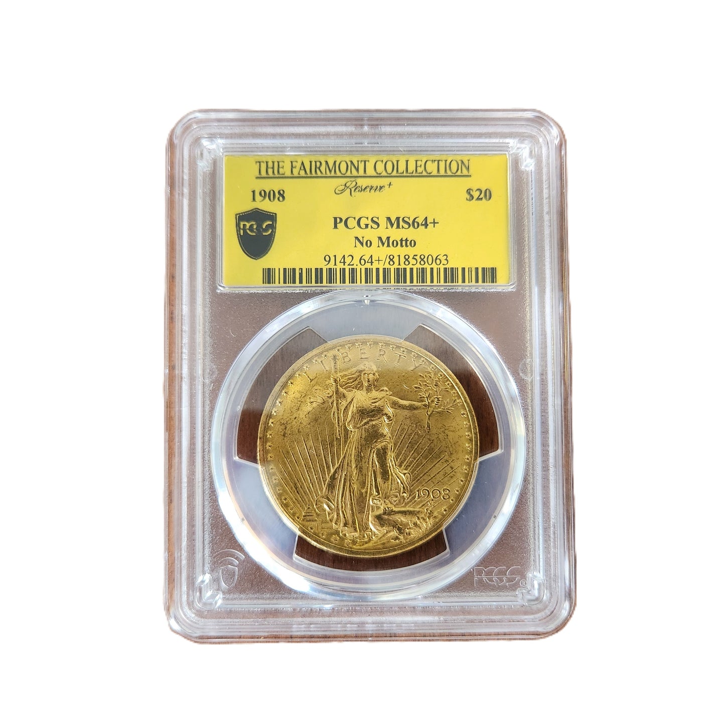 1908 PCGS MS64+ St. GAUDENS $20 GOLD DOUBLE EAGLE FAIRMONT COLLECTION