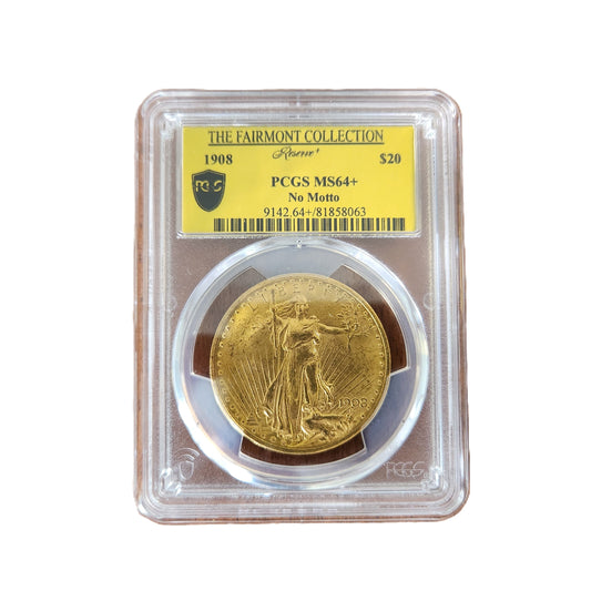 1908 PCGS MS64+ St. GAUDENS $20 GOLD DOUBLE EAGLE FAIRMONT COLLECTION